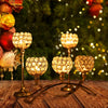 Gold 3-Arm Candelabra with Crystal Bowls for Elegant Table Decor