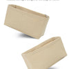 A beige felt bag organizer insert with a zipper pocket shown from the side and top view.