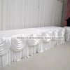 Elegant white ice silk table skirt with matching top swag for wedding decor
