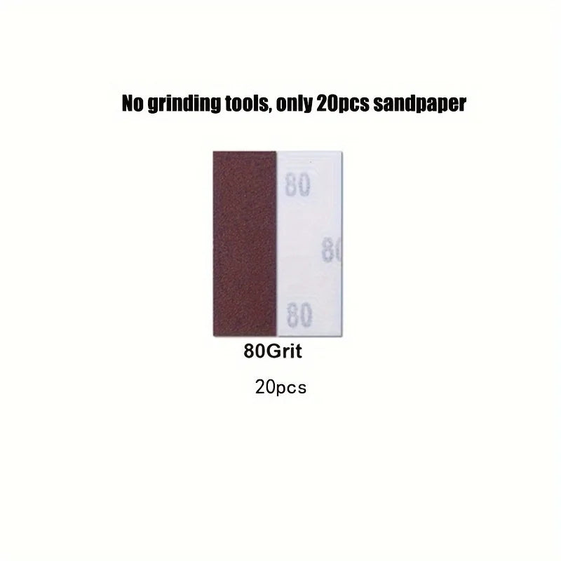 A set of 20 pieces of 80 grit sandpaper for grinding tools.