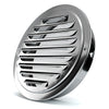 A round stainless steel ventilation grille with horizontal slats.