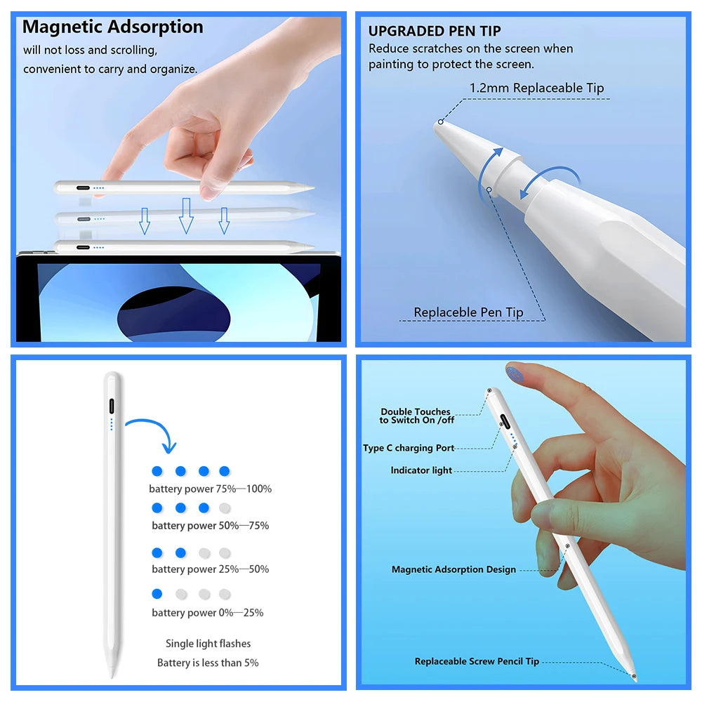 Precision Active Stylus Pen for iPad with Palm Rejection