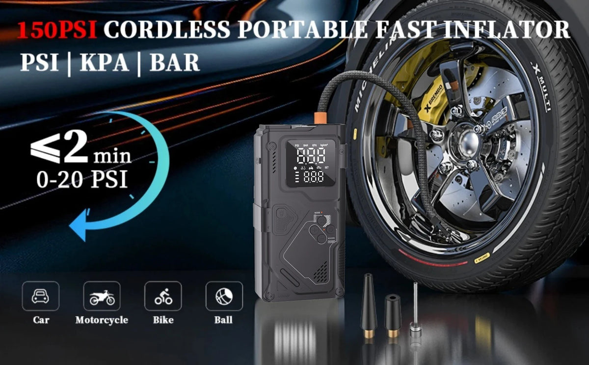6-in-1 Portable Jump Starter with Air Compressor and LED Light