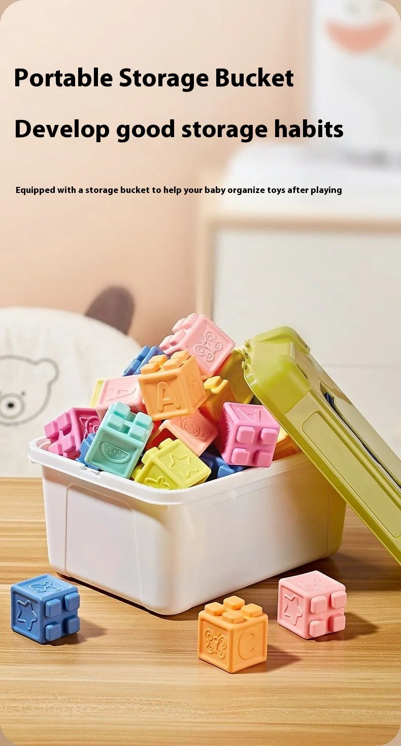 Soft Rubber Building Blocks Set for Babies – Safe, Chewable, and Educational Sensory Toy