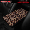 Leopard Print Car Armrest Cover - Soft Plush with Anti-Slip Base