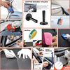 A set of tools for applying vinyl wrap and window tint, including a gripper magnet holder, wrap tool, and craft knife.