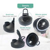 Black wide mouth mason jar lids featuring a pour spout, handle design, and silicone gasket for leak proofing.