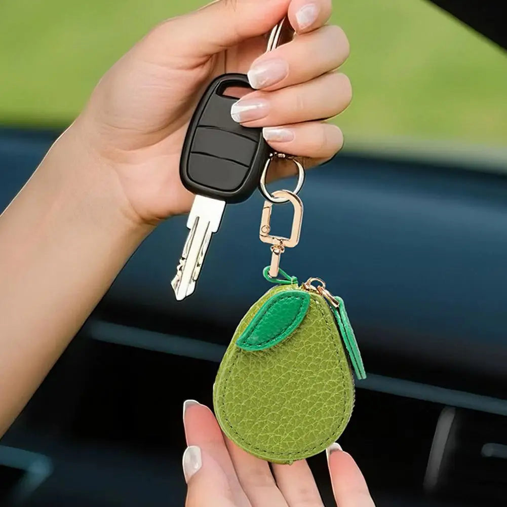 Fruit-Shaped PU Leather Coin Purse with Keychain