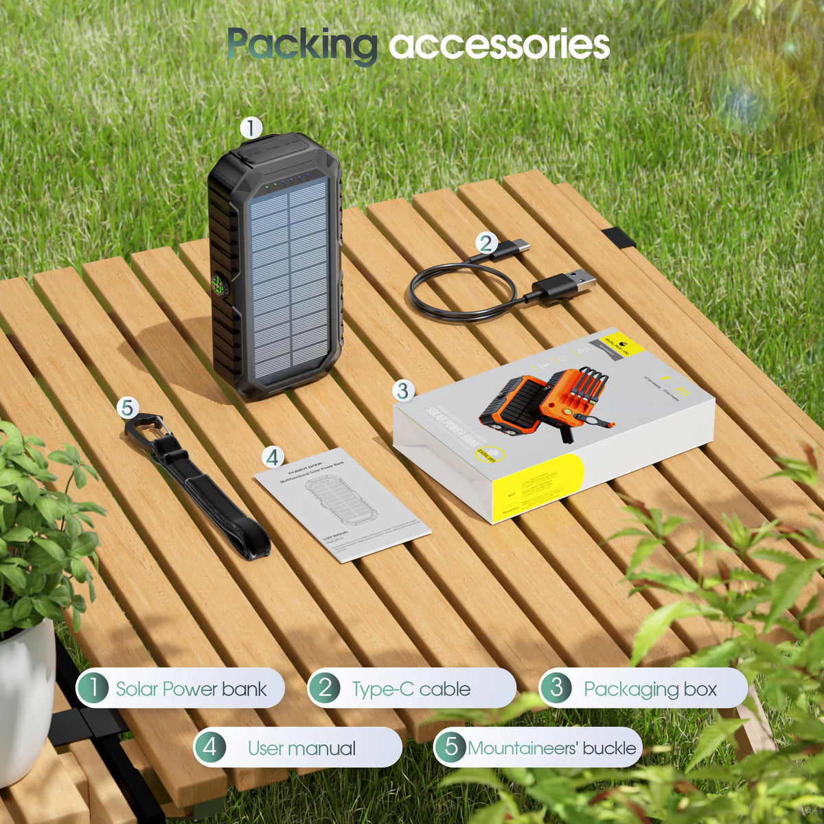 40,000mAh Solar Power Bank with Hand Crank & Multi-Cable