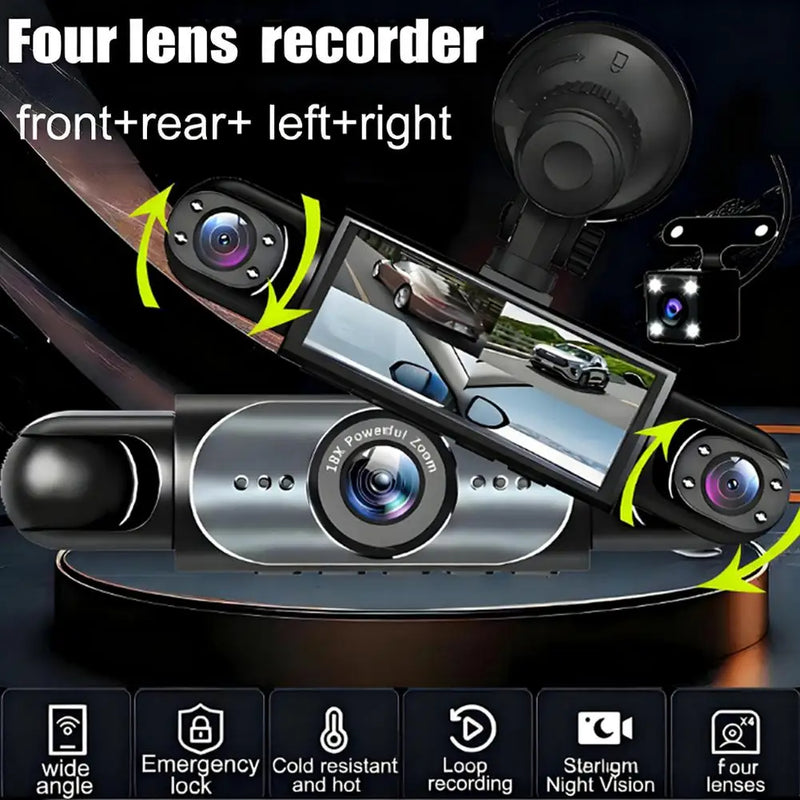 4-Channel 360° Dash Cam System with Parking Mode