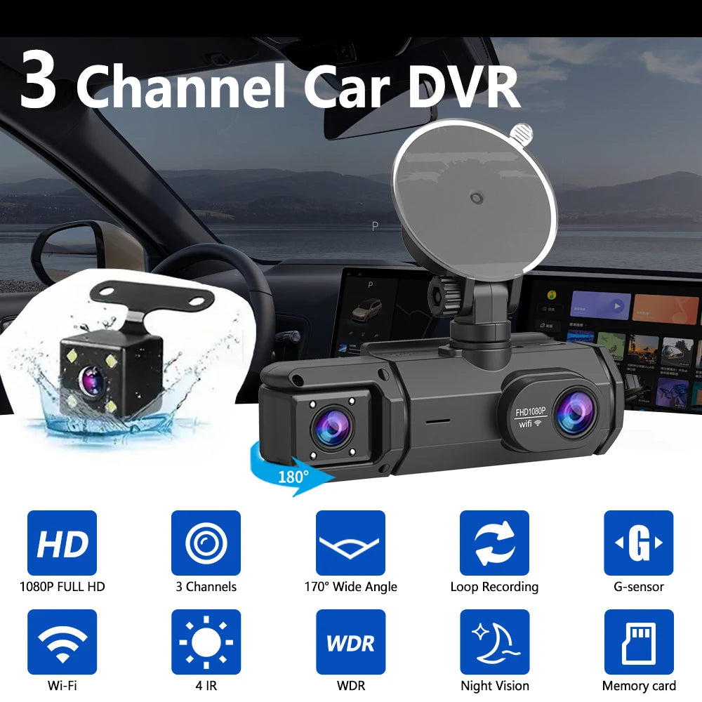 Schwarze Dashcam-Gerät montiert im Auto-Innenraum