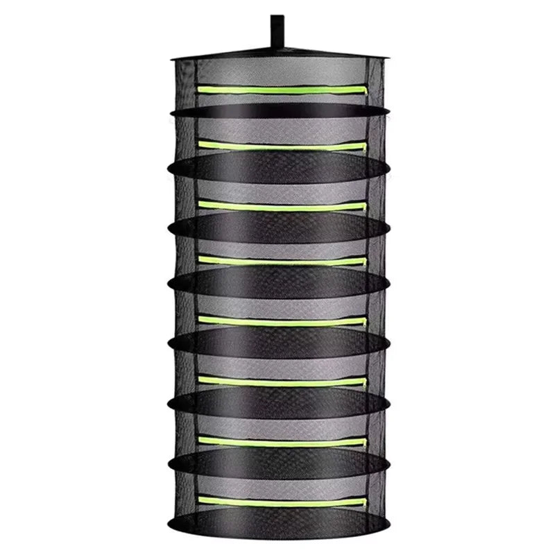 Multi-Layer Hanging Herb Drying Rack with Zippered Mesh Nets