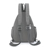 A gray waterproof nylon crossbody sling bag shown from the back.