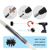 A flexible chimney and dryer vent cleaning brush kit with various attachments shown for easy cleaning.