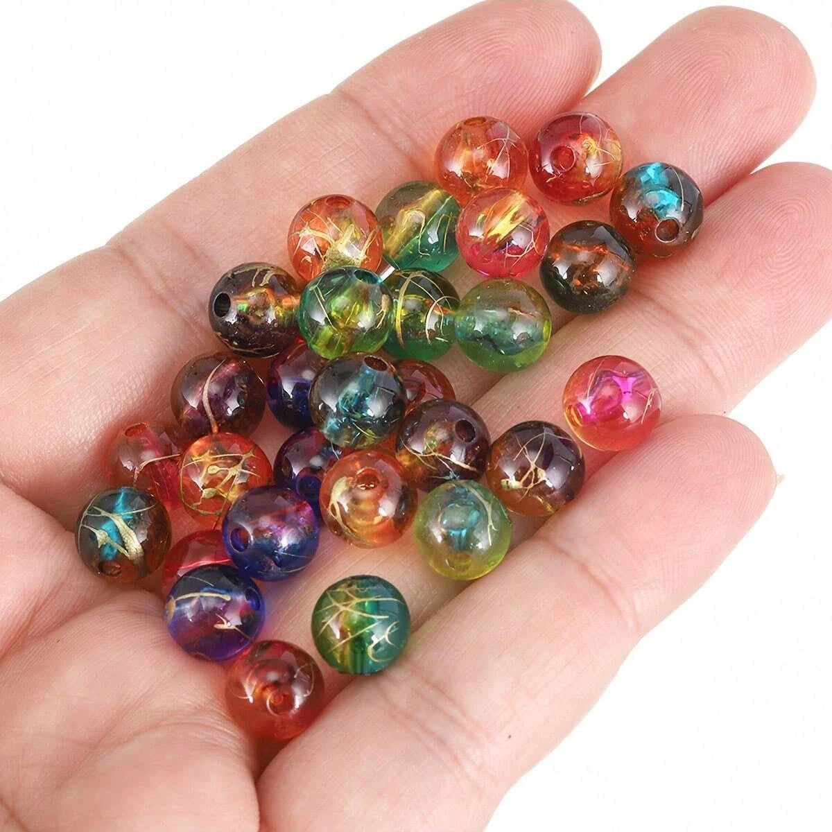 8mm Stripe Round Acrylic Beads for Jewelry Making (300-Piece Set)