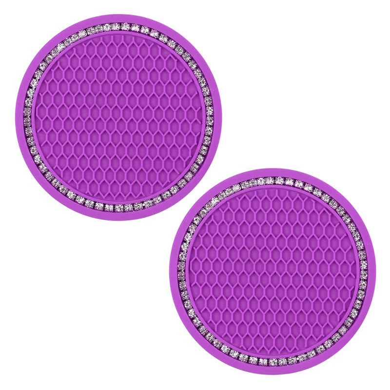 Rhinestone Crystal Car Cup Holder Coasters (Set of 2)