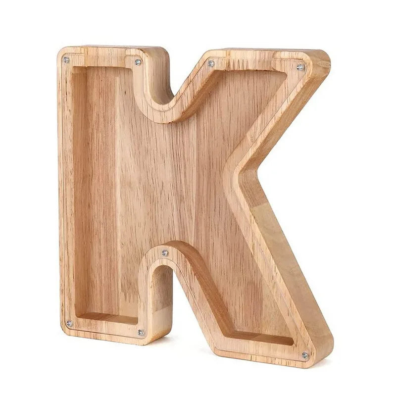 Wooden Alphabet Piggy Bank – Educational Coin Savings Box