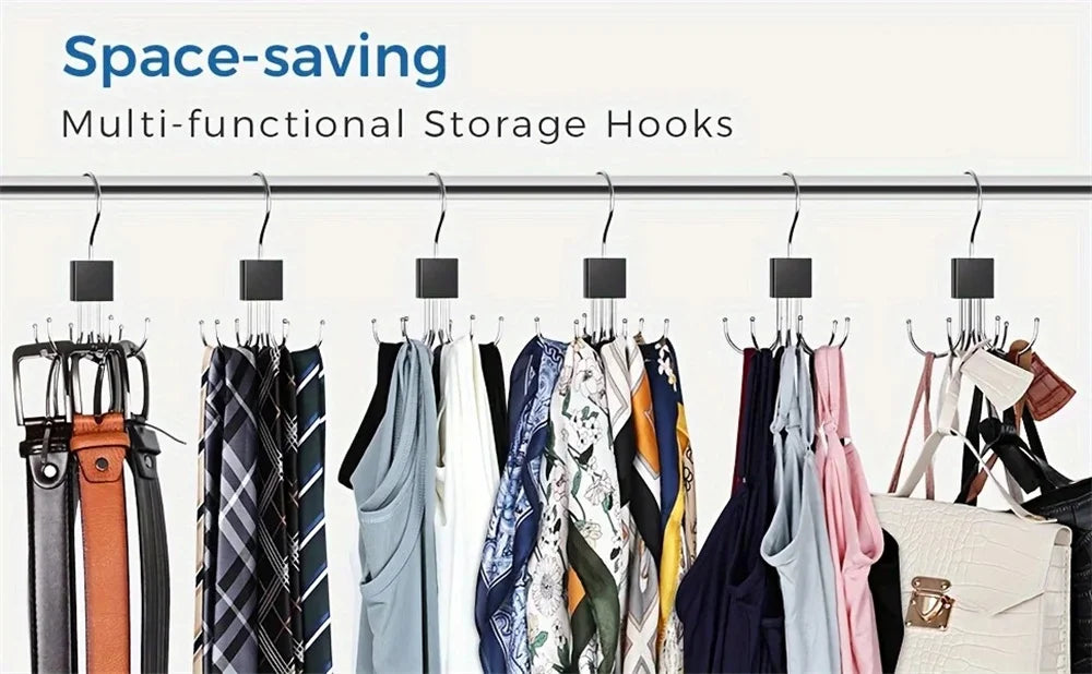 360° Rotating Multi-Hook Closet Organizer for Belts, Scarves, and Ties