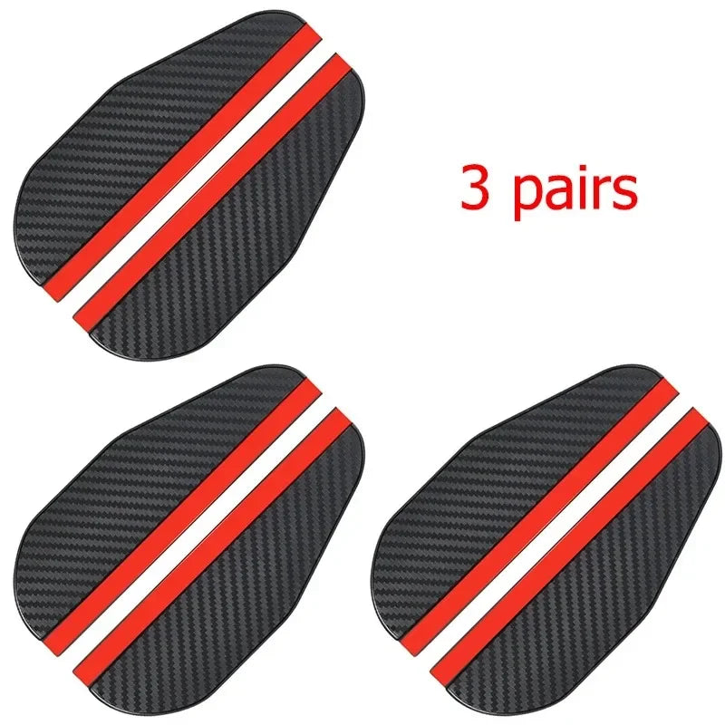 Three pairs of black carbon fiber car side mirror rain and sun visors.