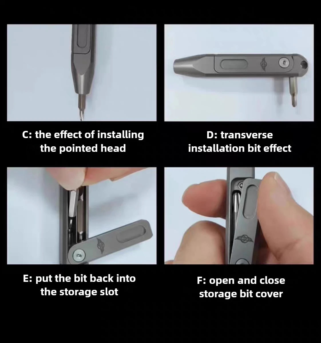 Titanium Alloy Mini Screwdriver with Magnetic Double-Ended Bits