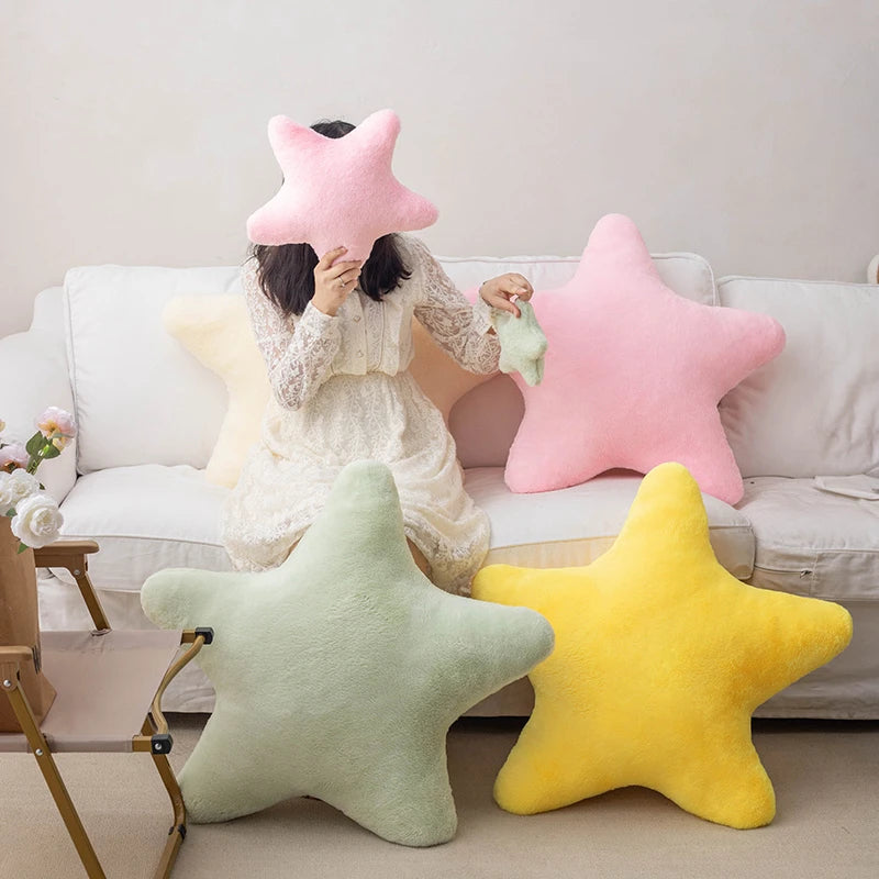Plush Star Decor Pillow for Bed and Sofa