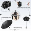 Auto Reverse-Folding Umbrella with Reflective Stripe & Carabiner Handle