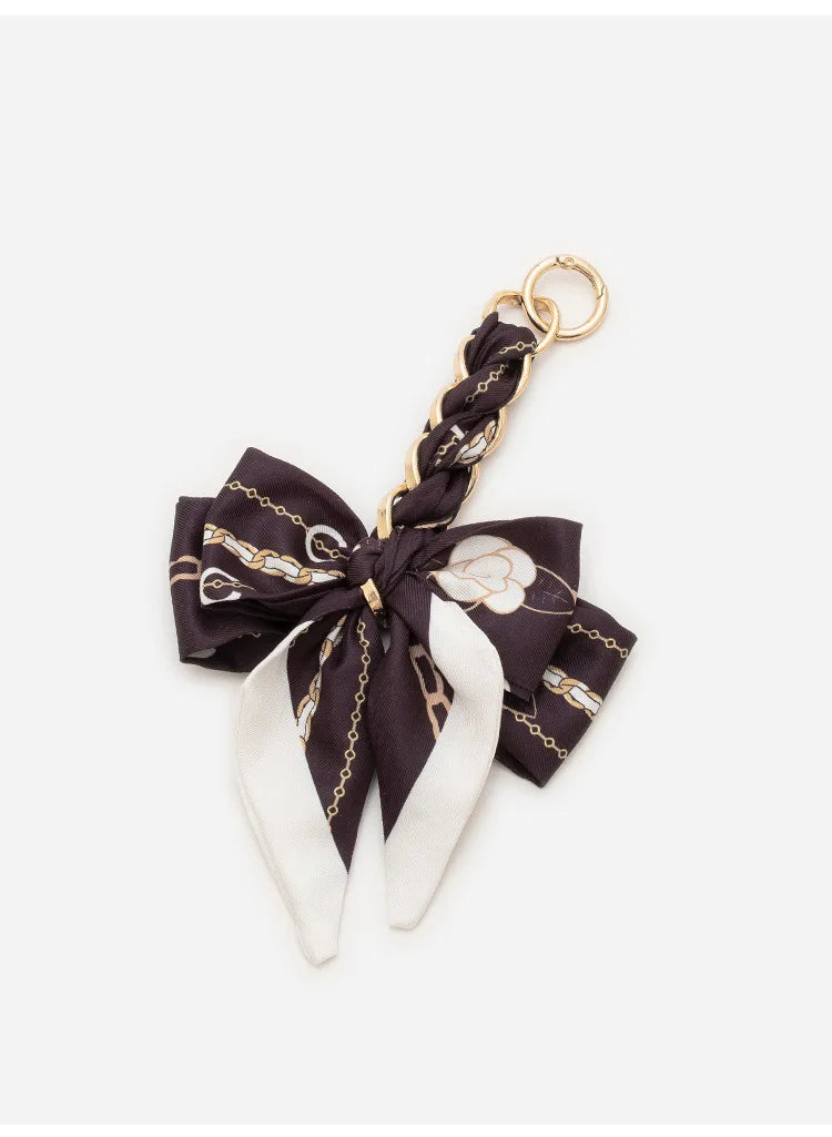 Elegant Bow Chain Bag Strap with Hanging Charm