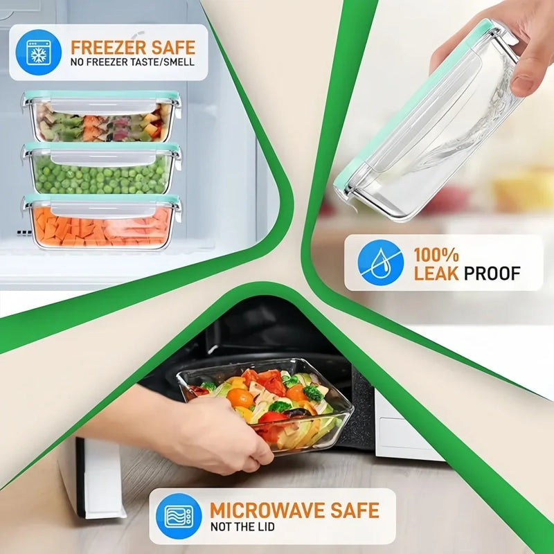 Tupperware de Vidrio Borosilicato Rectangular con Tapa Hermética