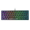 RGB-Gaming-Tastatur mit verschiedenen Tasten und beleuchteter Anordnung mit mehreren Farbzonen
