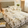 Floral Bed Skirt Set with Anti-Slip Mattress Cover