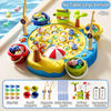 Blue magnetic fishing game set featuring various fish and accessories for kids