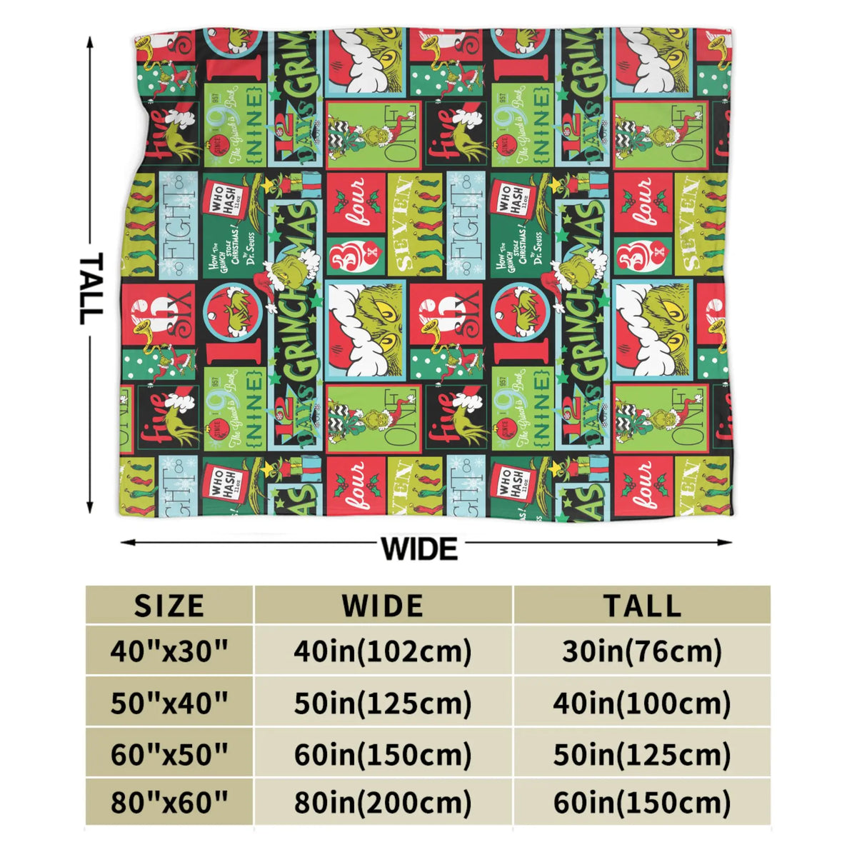 Grinch-Themed Coral Fleece Throw Blanket