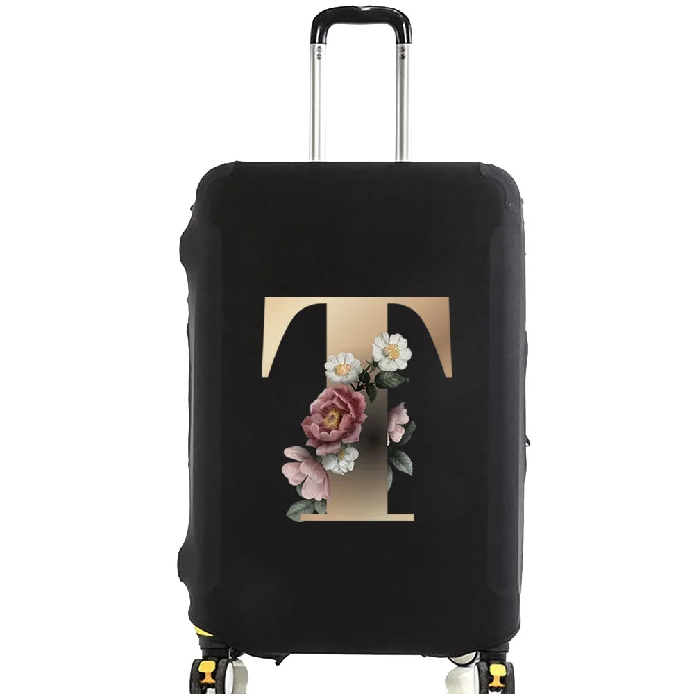 Elastic Luggage Cover with Gold Letter Design