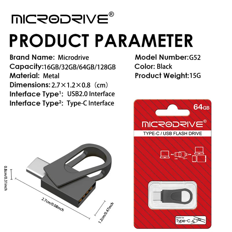 Metal Dual USB Flash Drive with Type-C Connector
