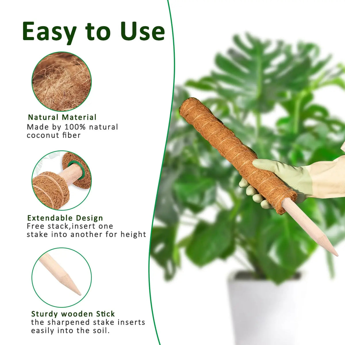 Stackable Natural Plant Support Poles