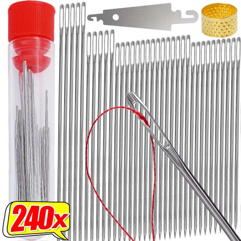 Stainless Steel Sewing Needle Set with Large Eyes