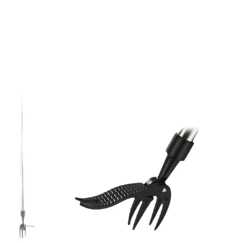 Ergonomic Long-Handle Weed Puller with 4-Prong Steel Head