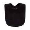 A black soft cotton baby bib with an absorbent saliva towel.