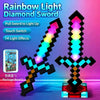Rainbow light diamond sword with a black LED blade and a glowing base