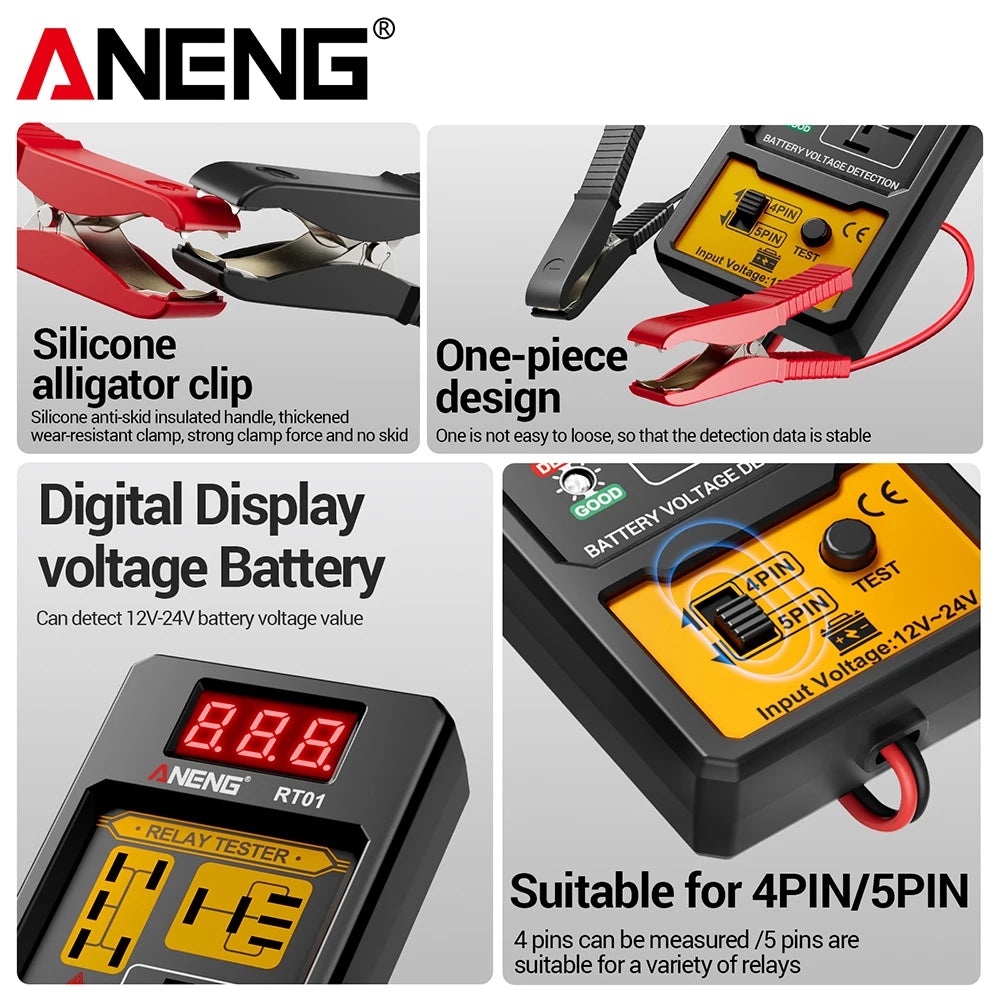 Automotive Relay Tester with Digital Display for 4/5 Pin Relays