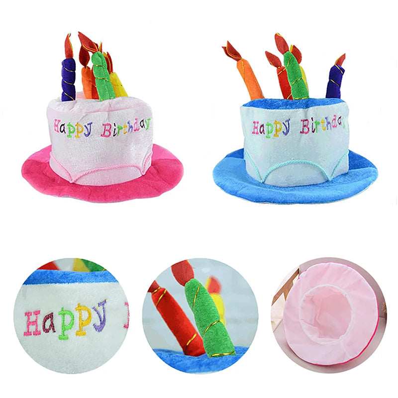Novelty Birthday Cake Hat with Candle Accent