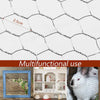 Galvanized hexagonal wire mesh used as a multi-functional item in a home setting.