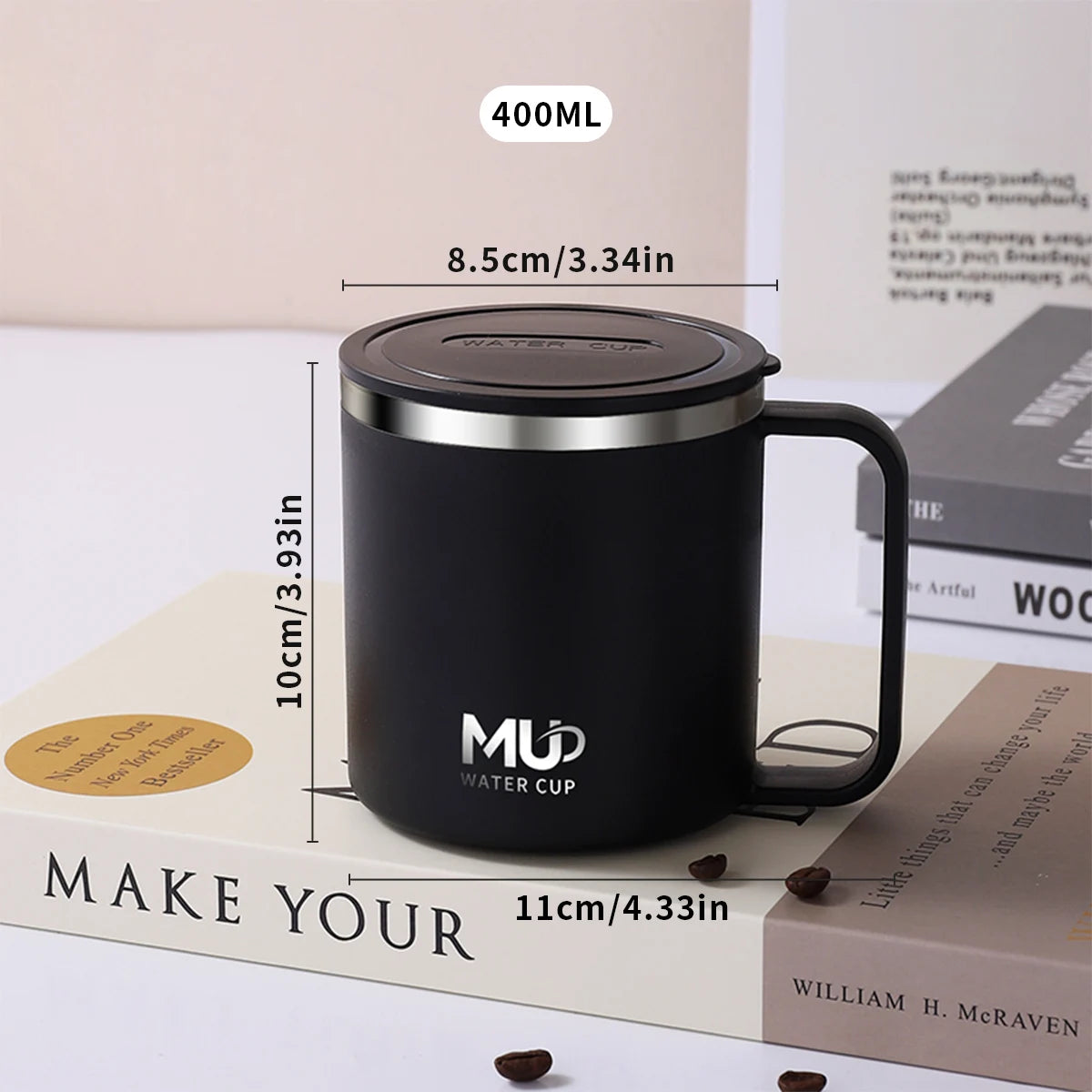 Tasse à Café en Acier Inoxydable 304 Isolée avec Couvercle