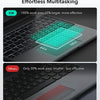 Comparación que muestra una trackpad totalmente responsiva para multitarea, comparando el 100% y el 50% del área de trabajo.