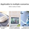 Disposable shower caps with elastic edge shown in various scenarios including shoe storage, electronic equipment protection, 