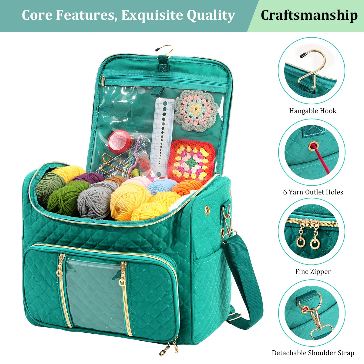 Portable Yarn Storage & Crochet Organizer Bag