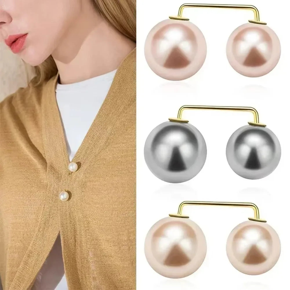 Pearl Brooch Pin Set – Versatile Double-Head Clips for Style and Function