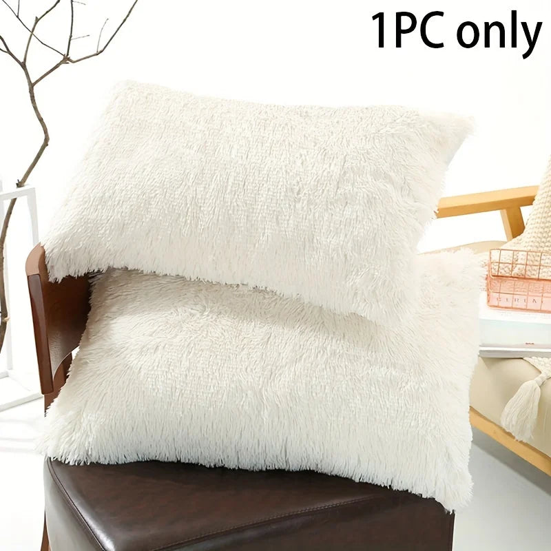 Plush Faux Fur Pillowcase with Hidden Zipper