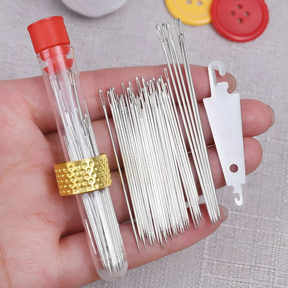 Stainless Steel Sewing Needle Set with Large Eyes