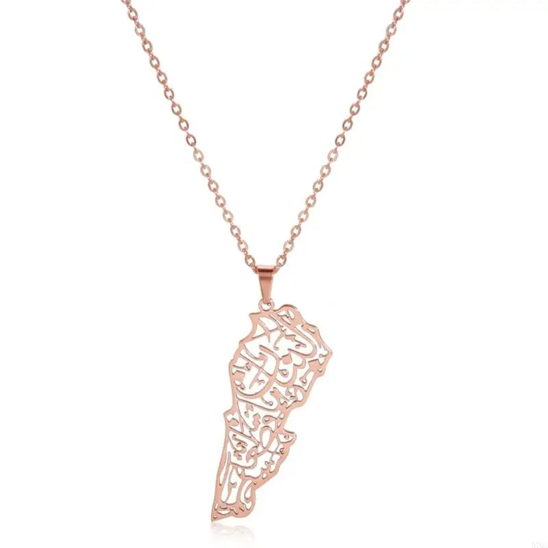 Hollow Lebanese Map Pendant Necklace
